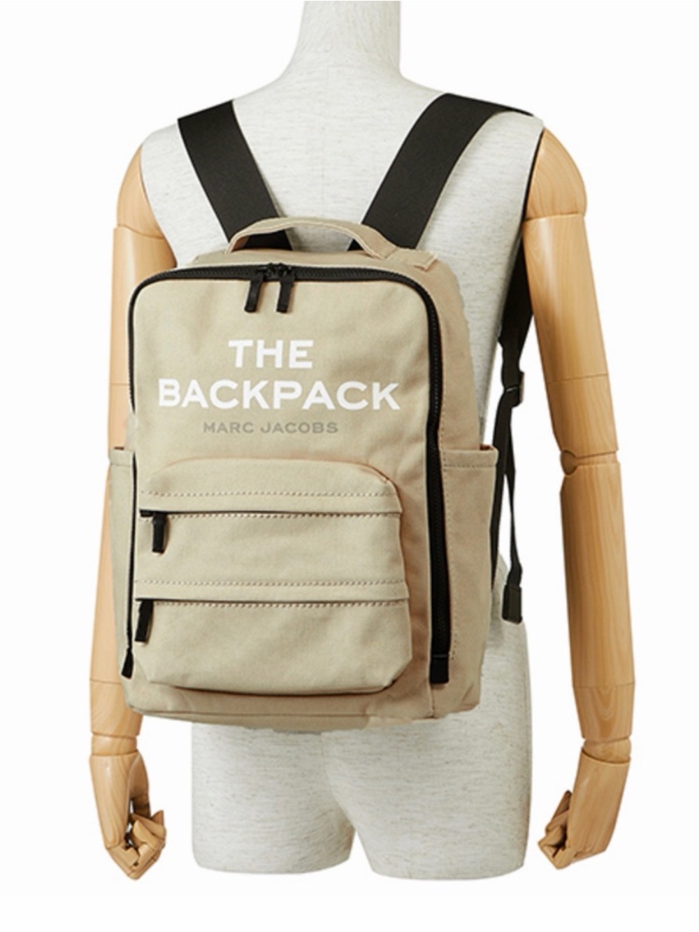 Marc Jacobs Beige Canvas Backpack with Black Straps